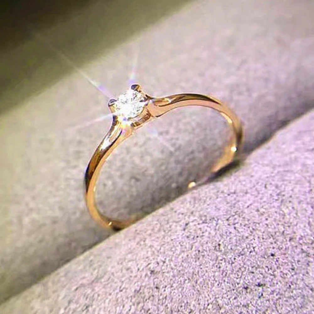 Bagues pour femmes, avec zircone cubique de 4MM,Simple et élégant