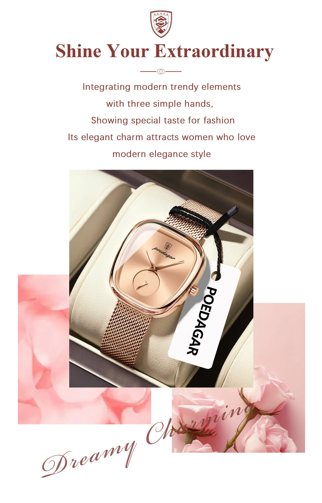 Montre de luxe femme montre étanche en acier inoxydable
