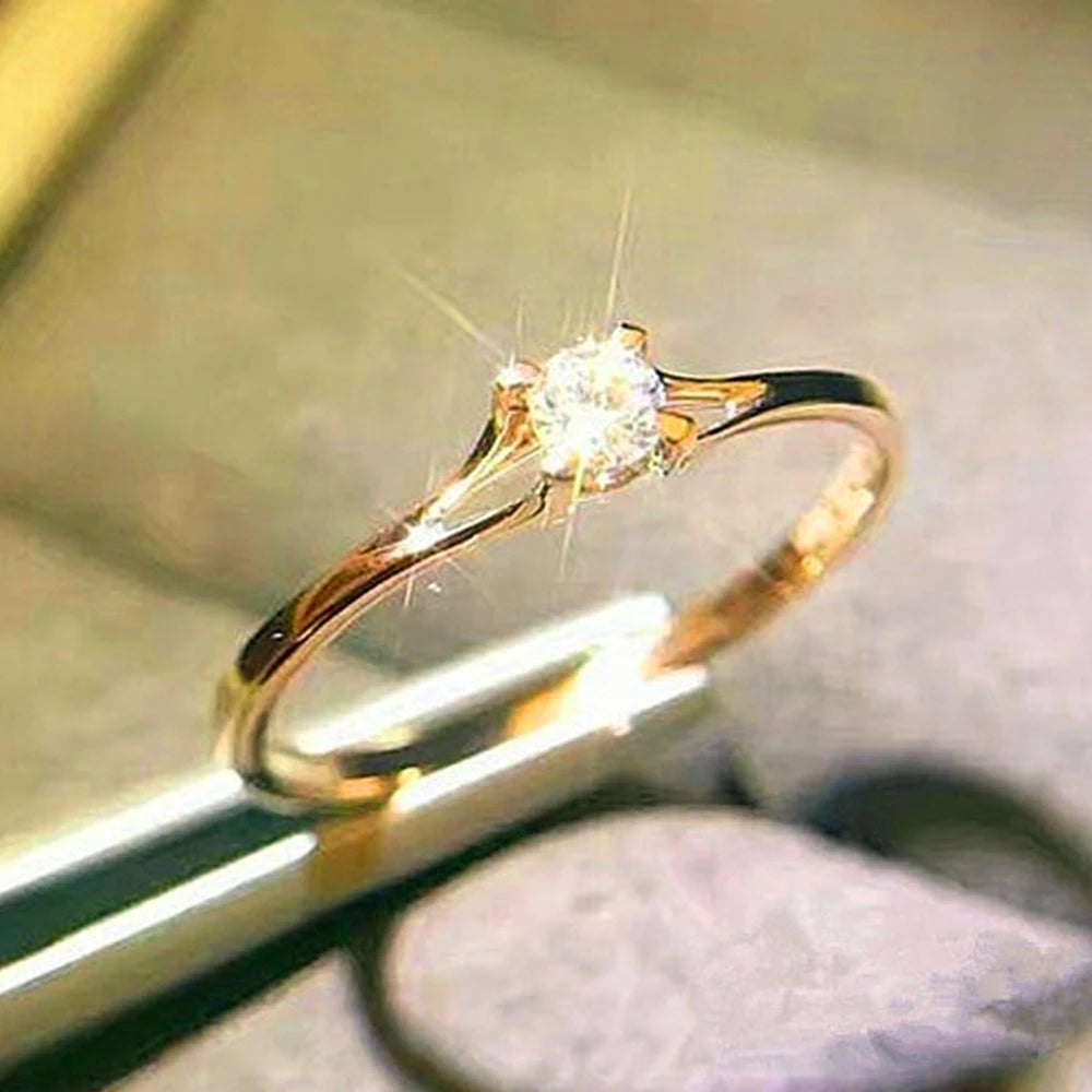 Bagues pour femmes, avec zircone cubique de 4MM,Simple et élégant