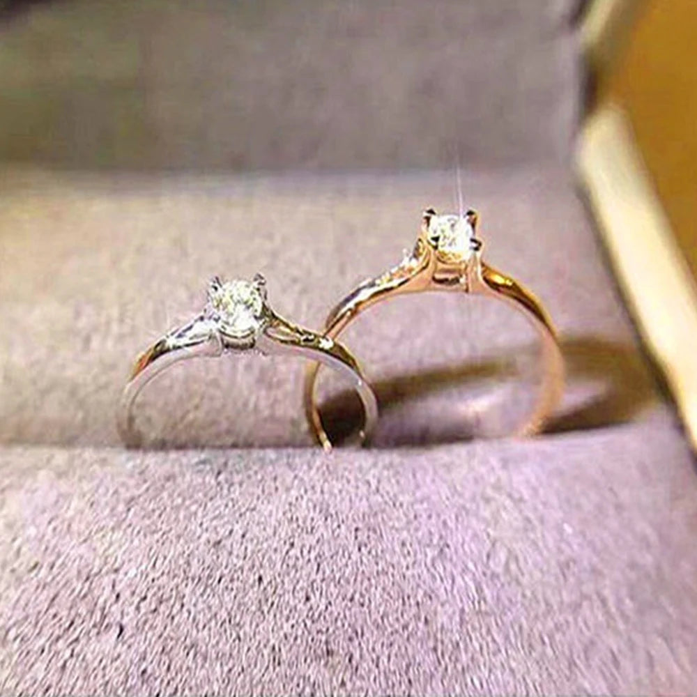 Bagues pour femmes, avec zircone cubique de 4MM,Simple et élégant