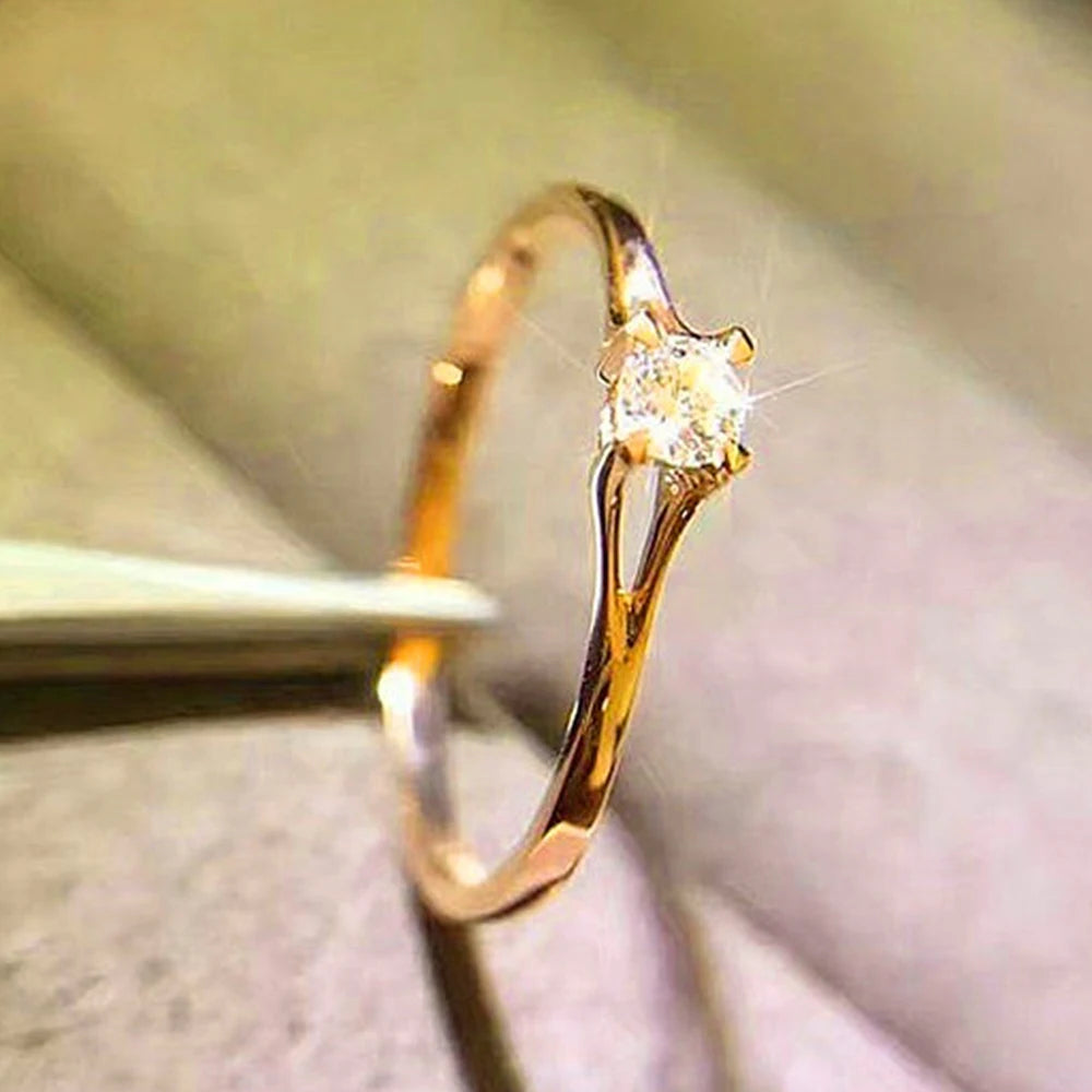 Bagues pour femmes, avec zircone cubique de 4MM,Simple et élégant