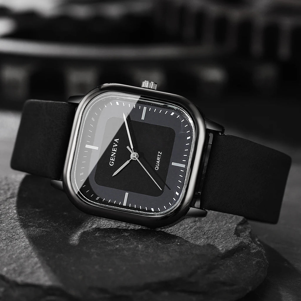 Mode cadran carré montres pour hommes montre à Quartz bracelet en cuir