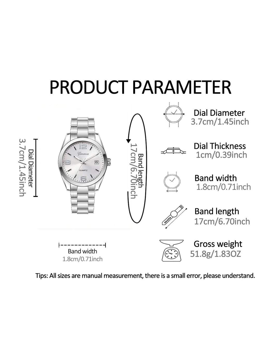 Montre à Quartz pour femmes, Design avec bracelet en acier.