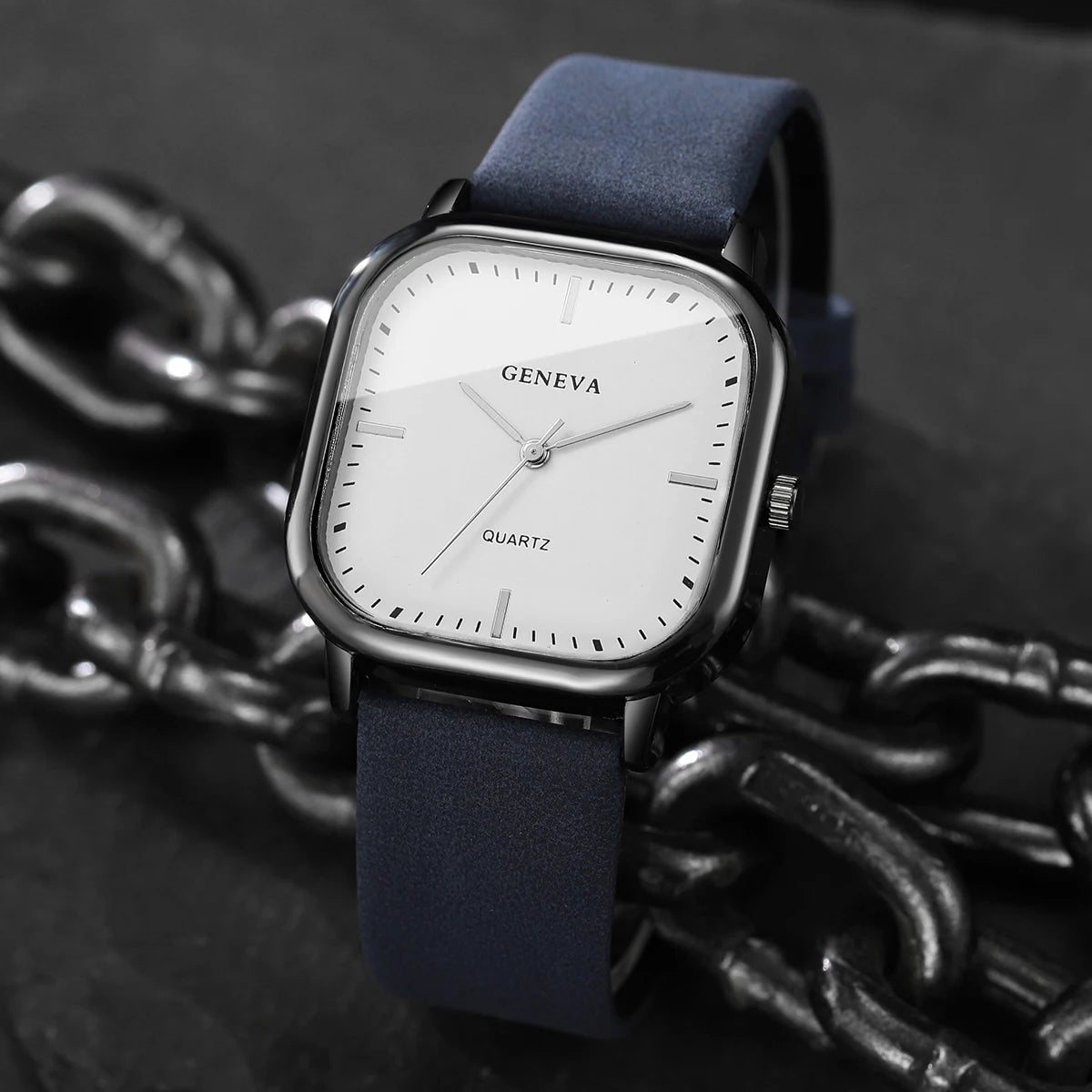 Mode cadran carré montres pour hommes montre à Quartz bracelet en cuir