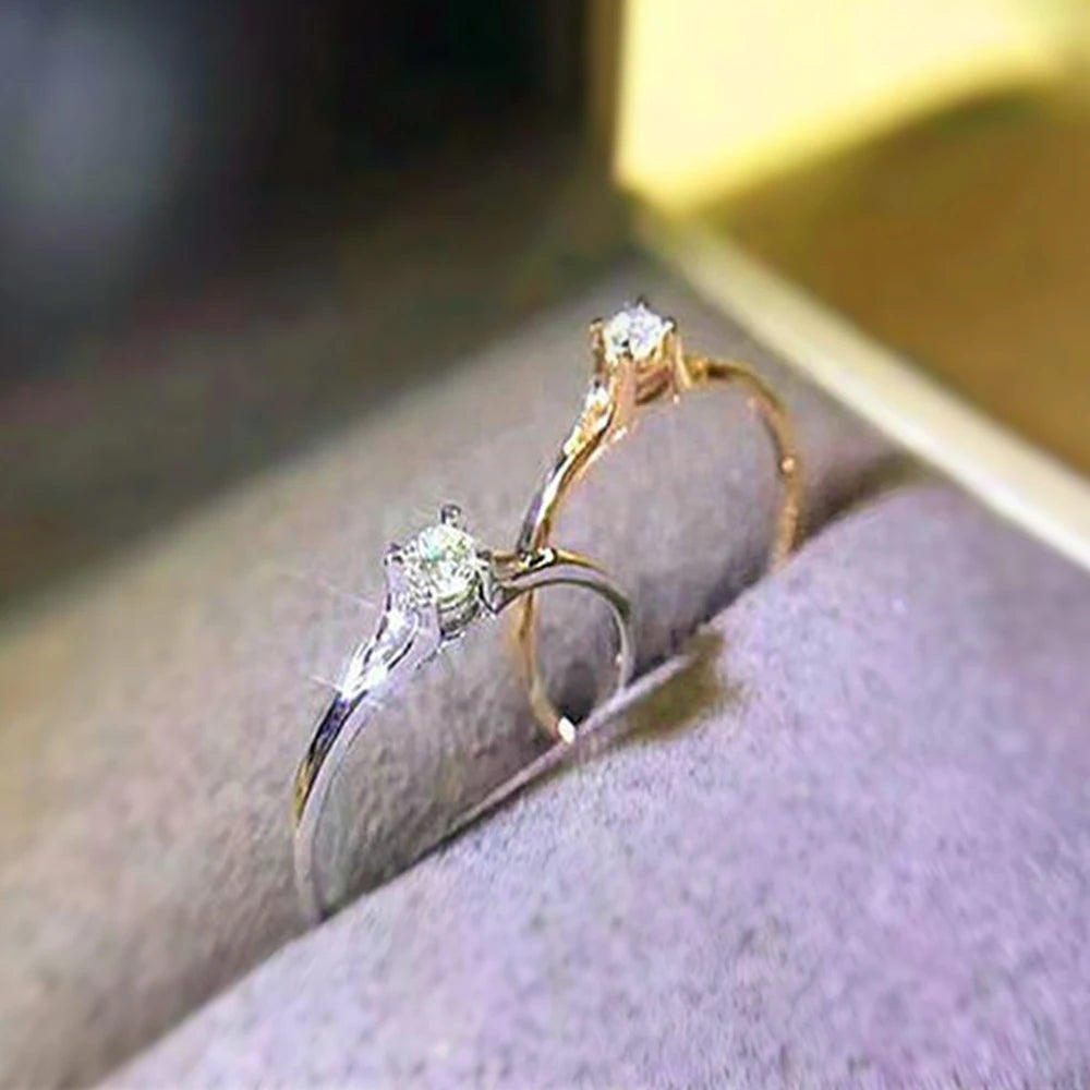 Bagues pour femmes, avec zircone cubique de 4MM,Simple et élégant