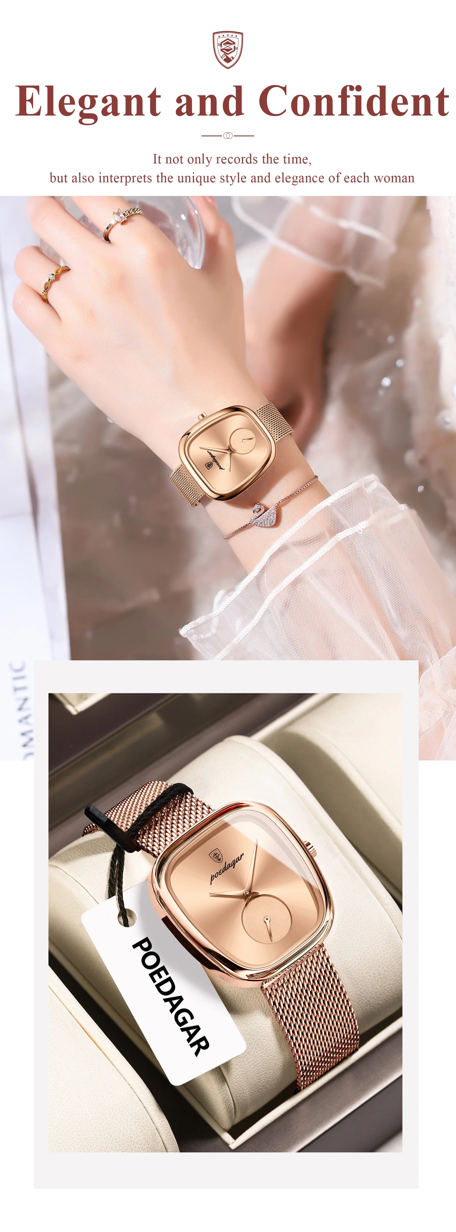 Montre de luxe femme montre étanche en acier inoxydable