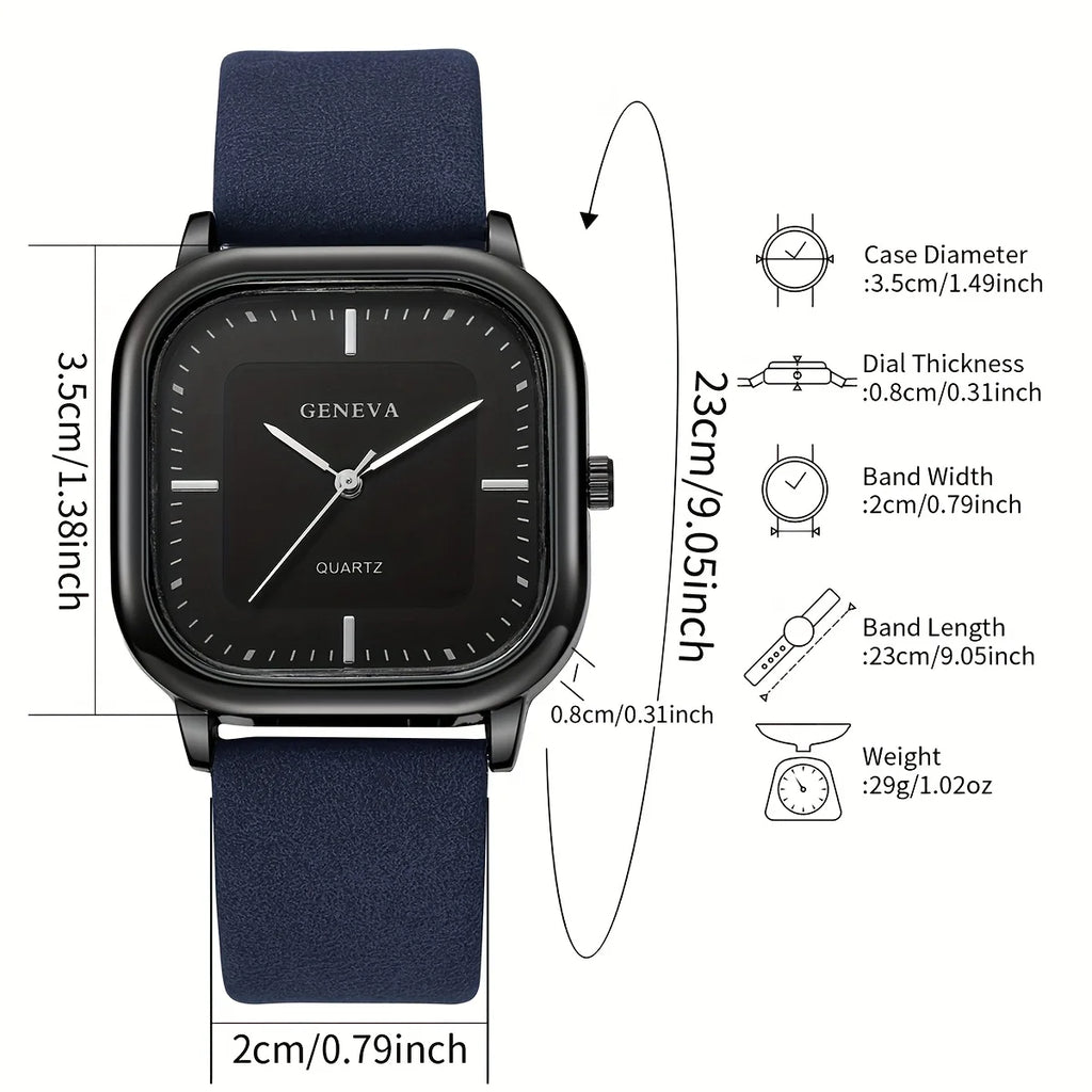 Mode cadran carré montres pour hommes montre à Quartz bracelet en cuir