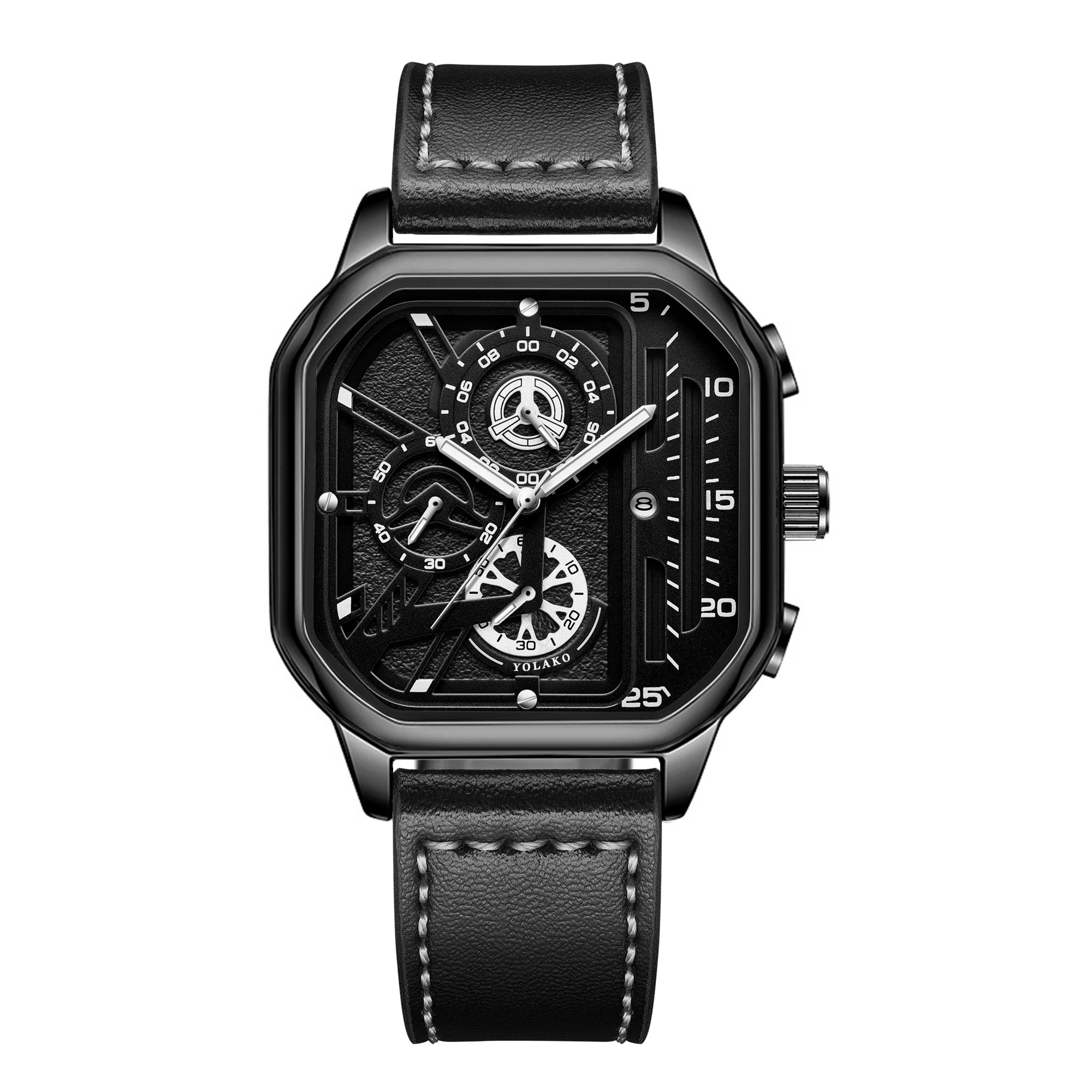 Montre carrée de luxe à grand cadran pour hommes