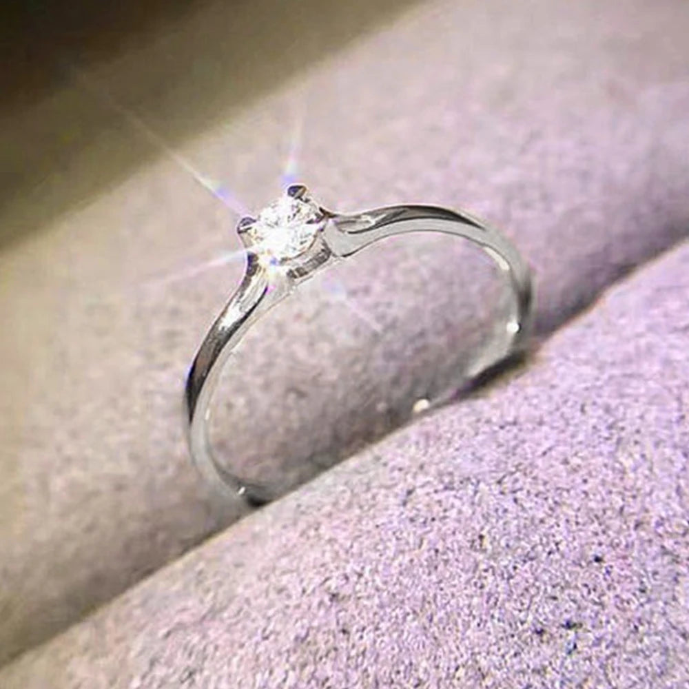 Bagues pour femmes, avec zircone cubique de 4MM,Simple et élégant