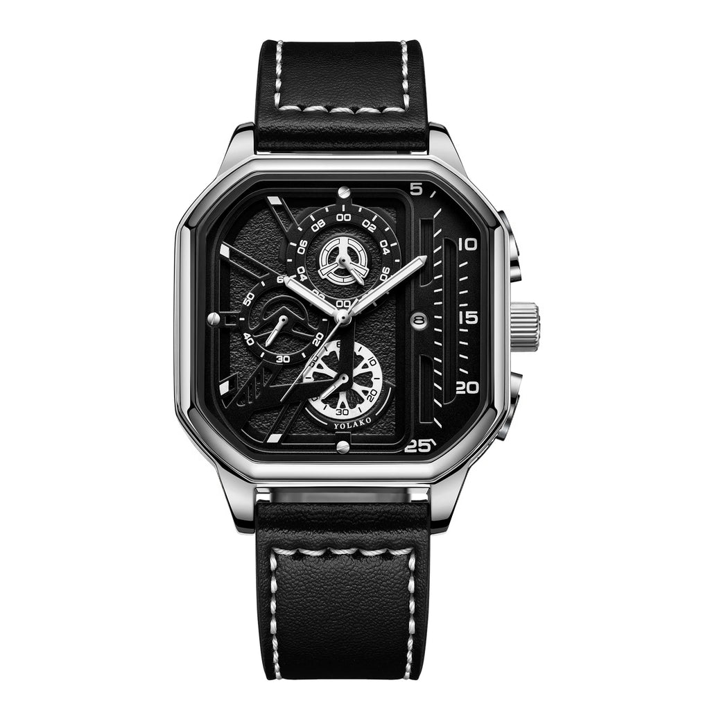 Montre carrée de luxe à grand cadran pour hommes
