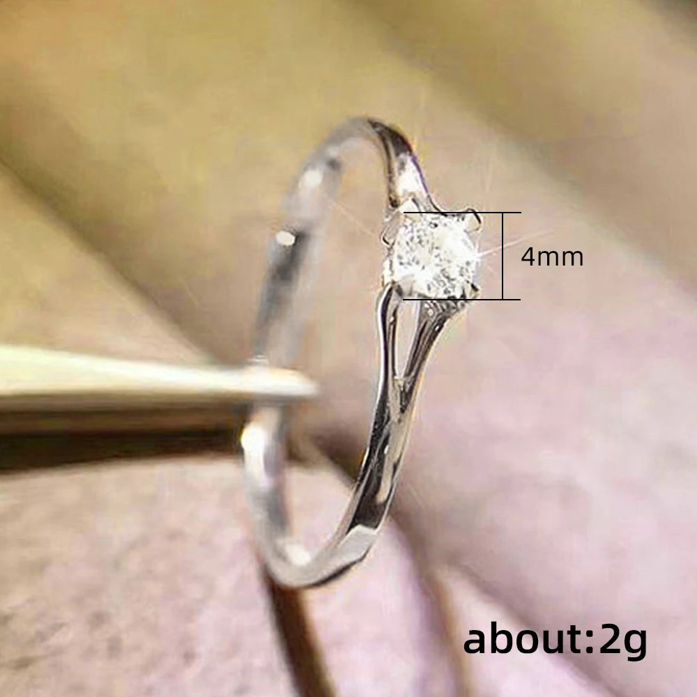 Bagues pour femmes, avec zircone cubique de 4MM,Simple et élégant