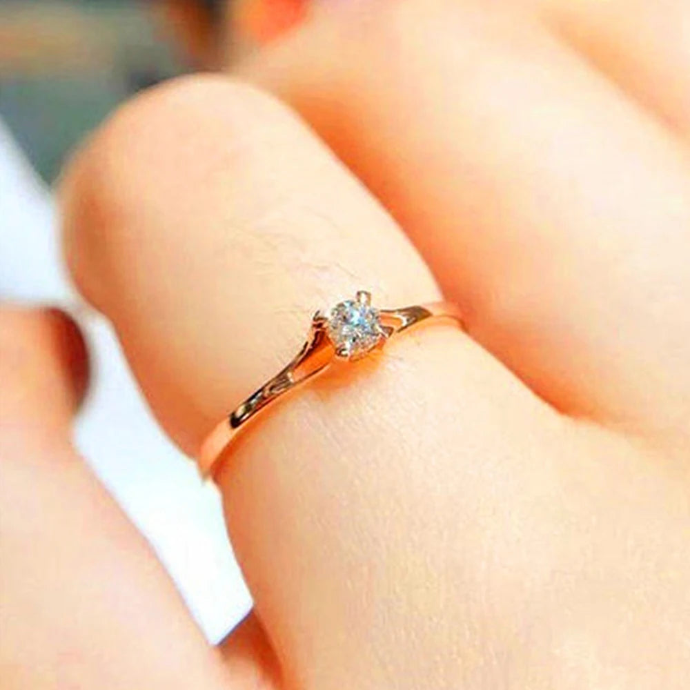 Bagues pour femmes, avec zircone cubique de 4MM,Simple et élégant