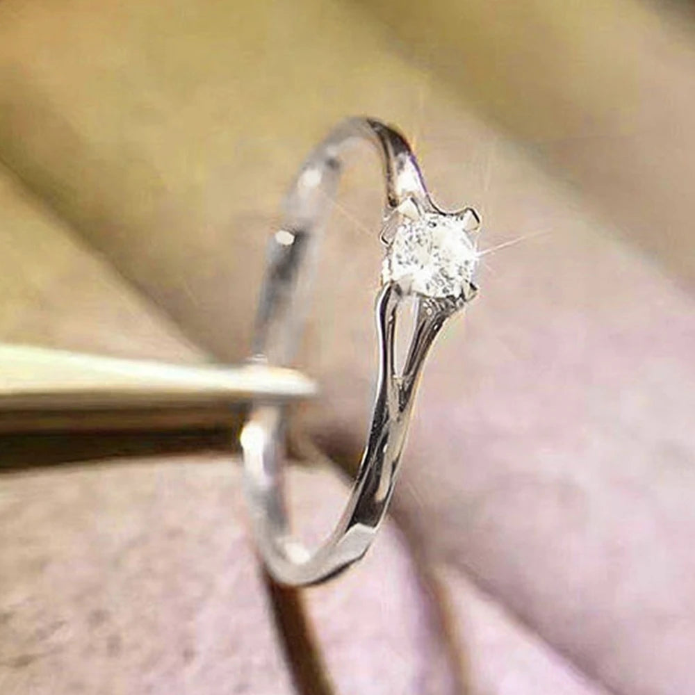 Bagues pour femmes, avec zircone cubique de 4MM,Simple et élégant